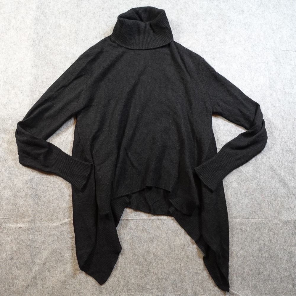 360 Cashmere Sweater Womens Extra Small Black Cashmere Turtleneck Sharkbite Luxe